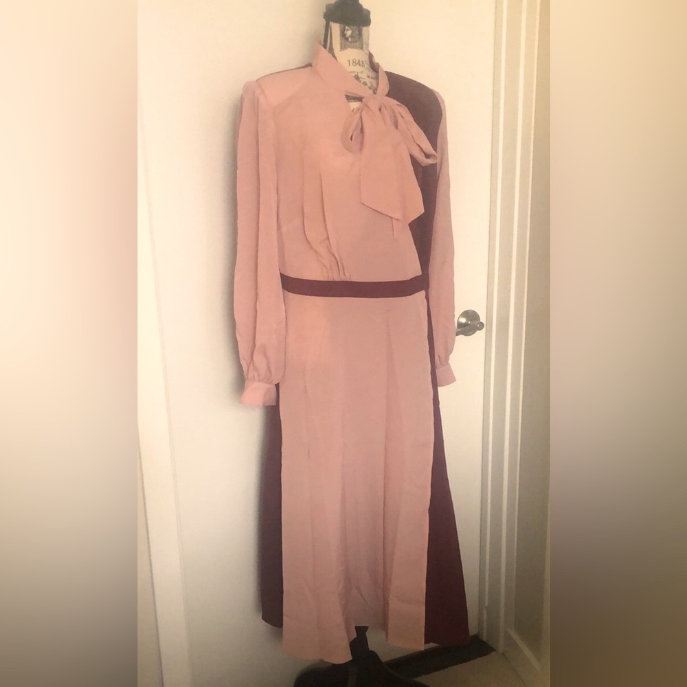 Pleated Midi Dress. Size 14. Mauve / Wine. New with Tags. Never Worn.
